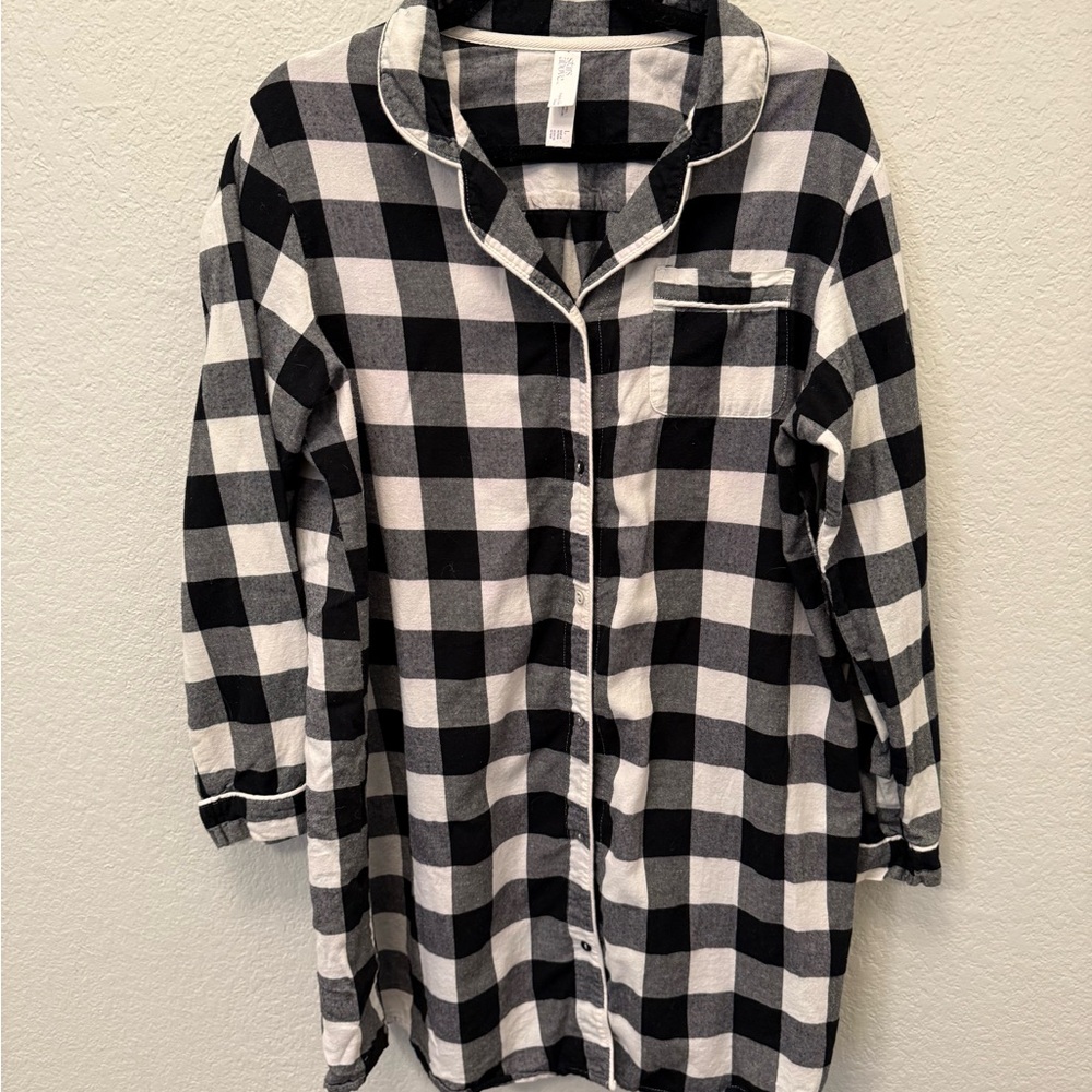 Stars Above Monochrome Plaid Sleep Shirt